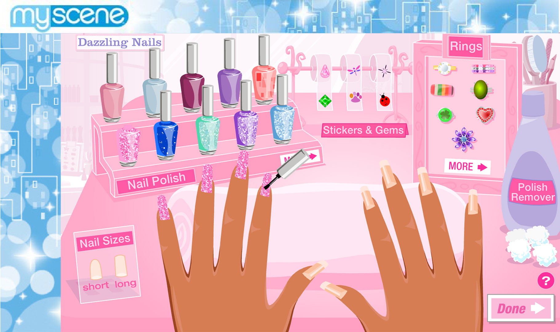 Dazzling Nails era mais um jogo de salão de beleza, mas dessa vez focado nas unhas.