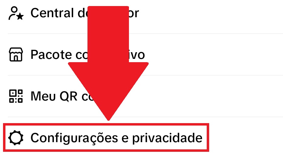 Aperte na última opção "Configurações e privacidade"