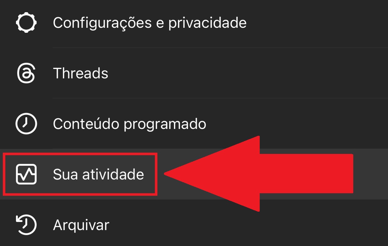 Apertando em "Sua atividade", você tem acesso à informações recentes sobre sua conta