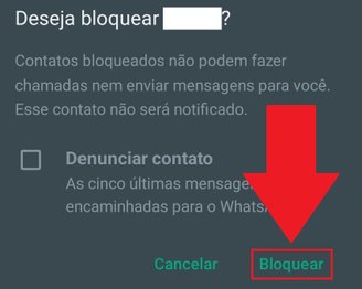 Aperte novamente em "Bloquear" para confirmar a ação