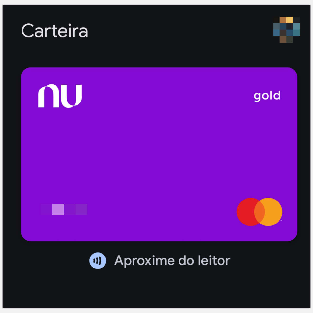 Cartão adicionado no Google Pay para fazer pagamento por aproximação no celular